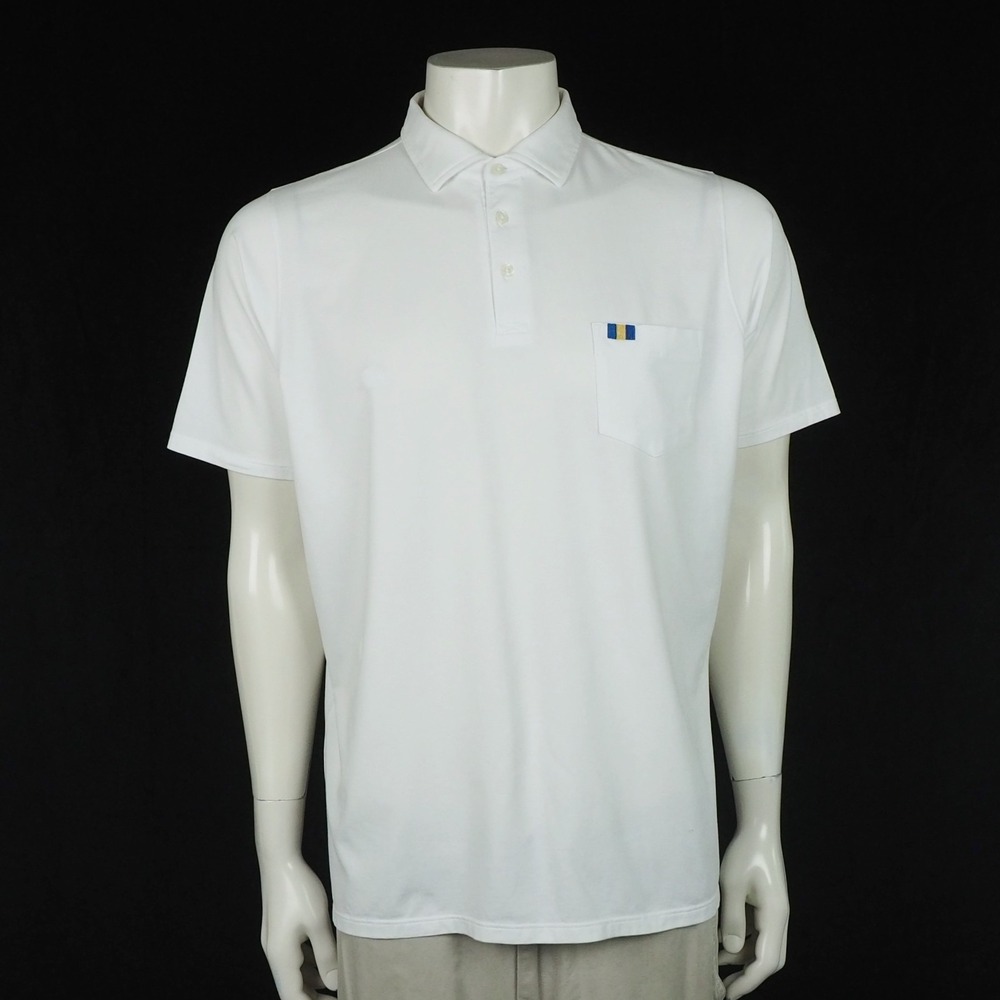 B.Draddy USA Golf Polo Shirt Mens Medium White Pima Cotton Blend Stretch Tech